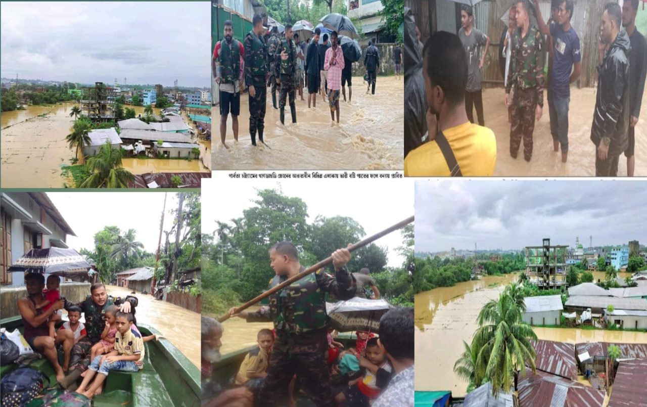 টানা বৃষ্টিতে ফের প্লাবিত হয়েছে খাগড়াছড়ি।